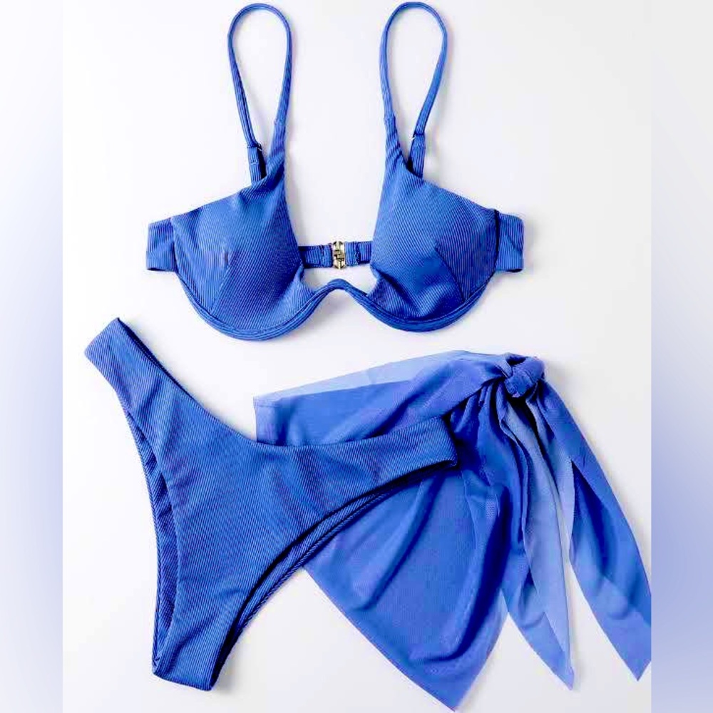 Blue bikini bathing suit. Acacia swimware